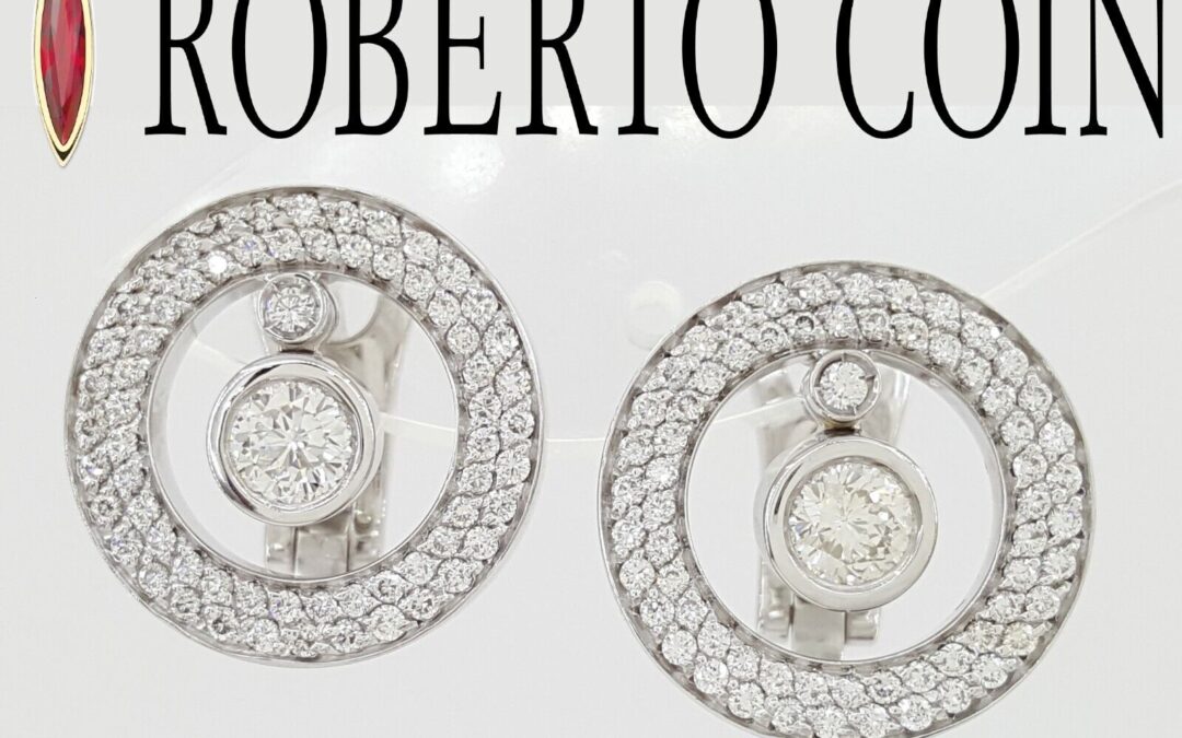 Roberto Coin Cento Baby O Circle Pave Diamond Earrings 1.2 ct 18K Gold Rtl 12.5K