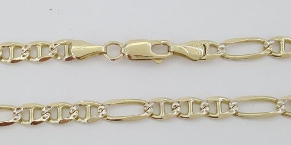 14K Yellow Gold Figaro Chain Necklace 25" Inches 18 Grams 5 mm Wide