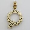 1 ct Round Cut Pave Diamond Letter "Q" Initial Pendant 10k Yellow Gold 4.9 Grams