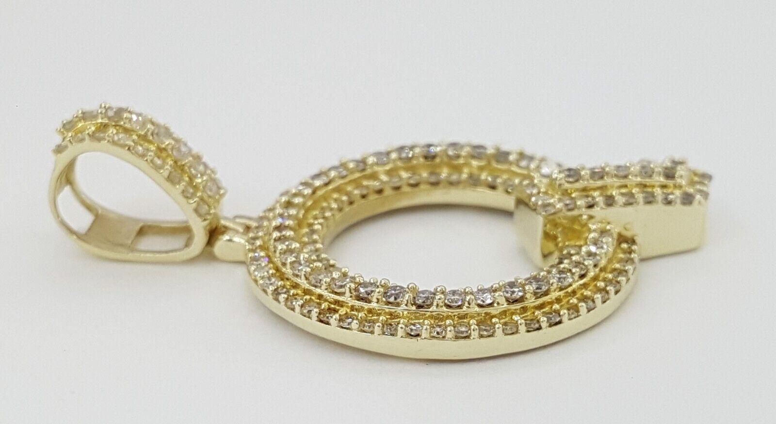 1 ct Round Cut Pave Diamond Letter "Q" Initial Pendant 10k Yellow Gold 4.9 Grams