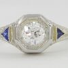 Antique Art Deco Old European Cut Diamond 0.32 ct Engagement Ring 14K White Gold