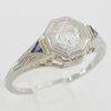 Antique Art Deco Old European Cut Diamond 0.32 ct Engagement Ring 14K White Gold