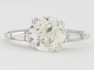 Antique Old European Cut Diamond 3-Stone Engagement Ring GIA 2.19 ct Platinum