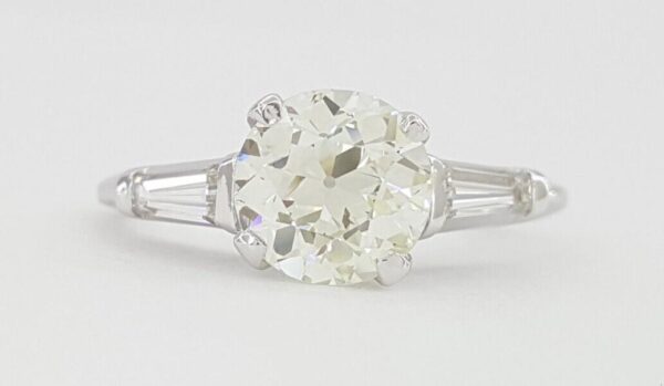 Antique Old European Cut Diamond 3-Stone Engagement Ring GIA 2.19 ct Platinum
