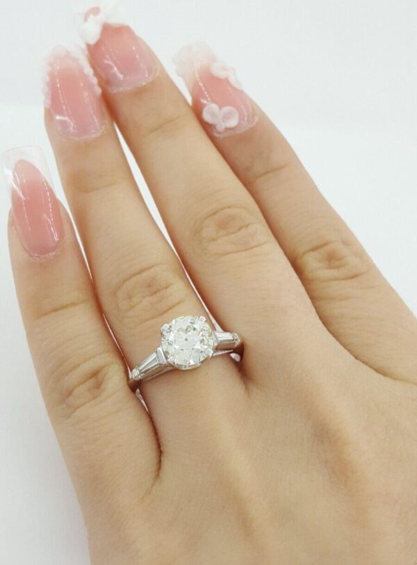 Antique Old European Cut Diamond 3-Stone Engagement Ring GIA 2.19 ct Platinum
