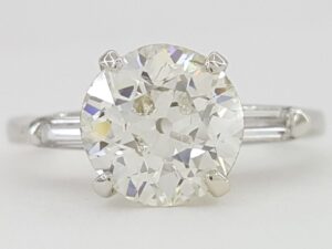 Antique Old European Cut Diamond Engagement Ring 3-Stone 1.66 ct 14K White Gold