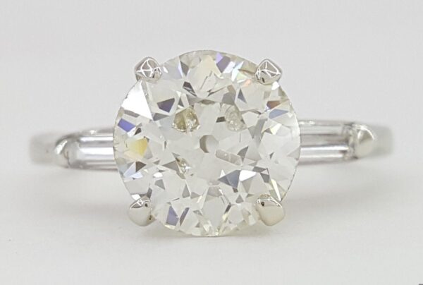 Antique Old European Cut Diamond Engagement Ring 3-Stone 1.66 ct 14K White Gold