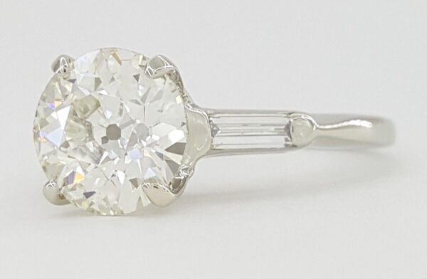 Antique Old European Cut Diamond Engagement Ring 3-Stone 1.66 ct 14K White Gold