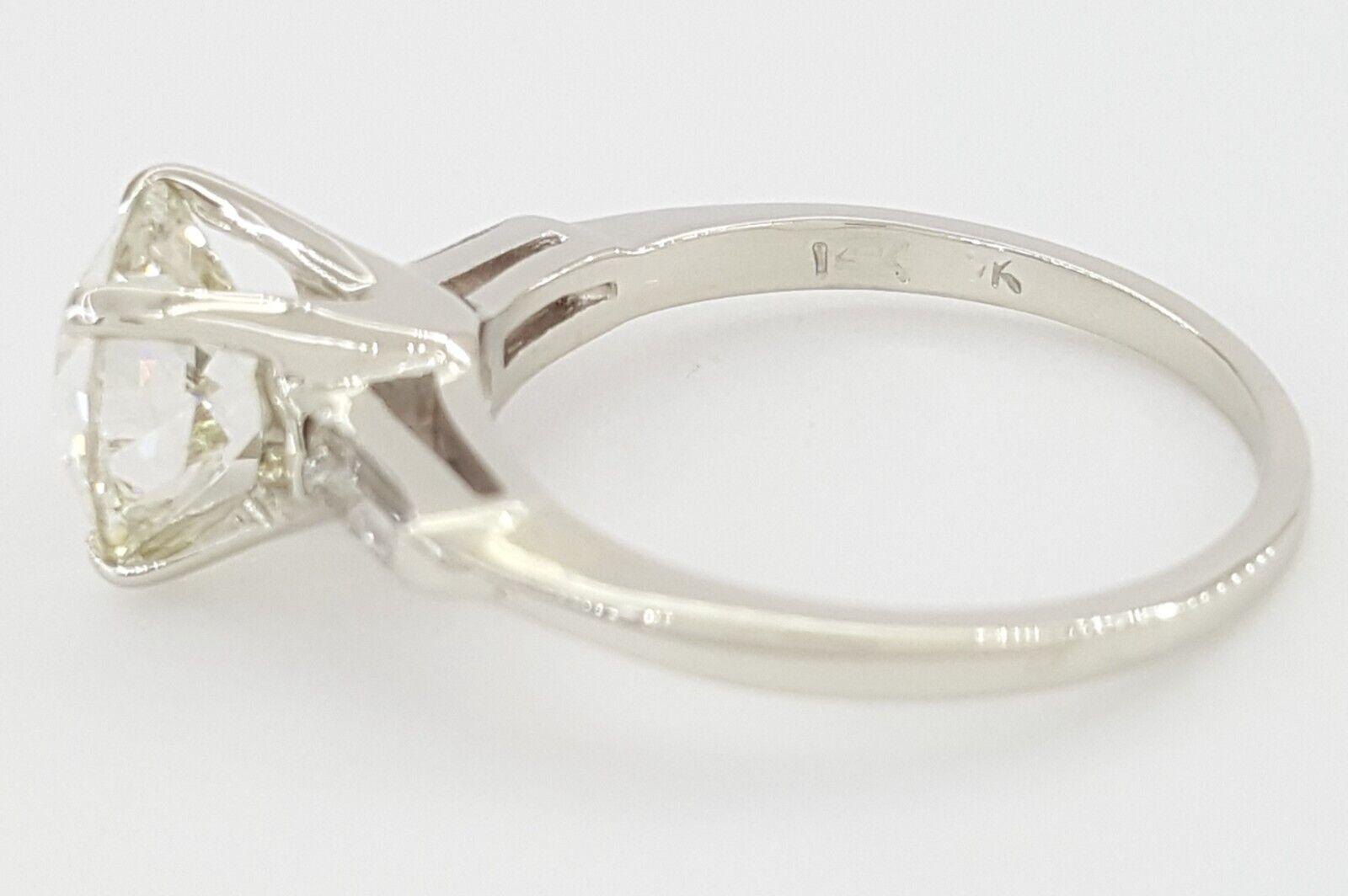 Antique Old European Cut Diamond Engagement Ring 3-Stone 1.66 ct 14K White Gold