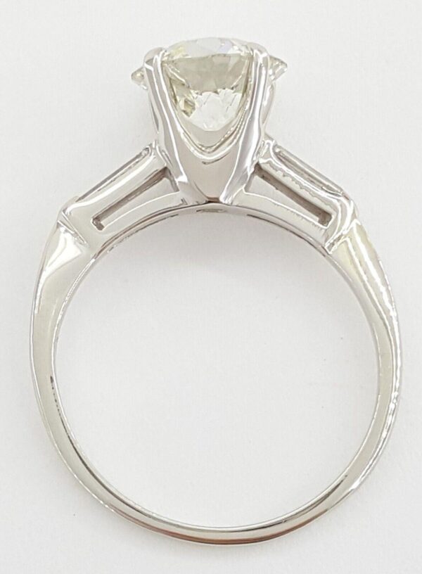 Antique Old European Cut Diamond Engagement Ring 3-Stone 1.66 ct 14K White Gold