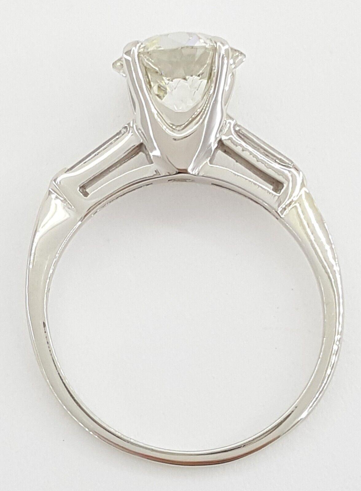 Antique Old European Cut Diamond Engagement Ring 3-Stone 1.66 ct 14K White Gold