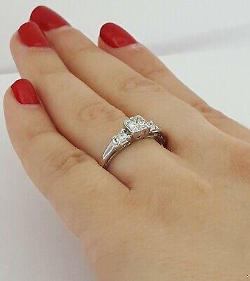 Antique Vintage Plat & 14k Round Transition Cut Diamond Engagement Ring 0.7 ct