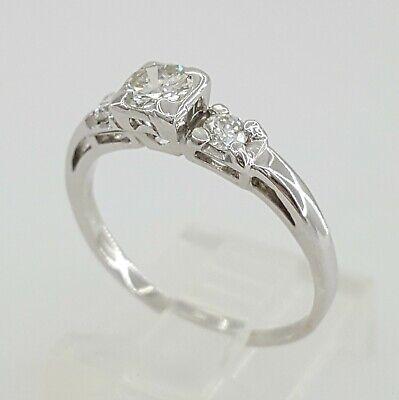 Antique Vintage Plat & 14k Round Transition Cut Diamond Engagement Ring 0.7 ct
