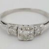 Antique Vintage Plat & 14k Round Transition Cut Diamond Engagement Ring 0.7 ct