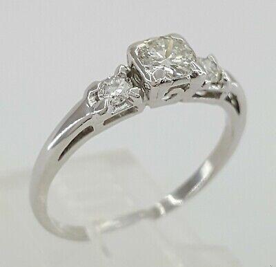 Antique Vintage Plat & 14k Round Transition Cut Diamond Engagement Ring 0.7 ct