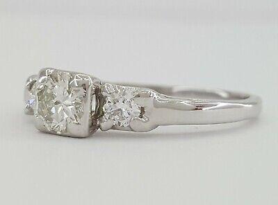 Antique Vintage Plat & 14k Round Transition Cut Diamond Engagement Ring 0.7 ct