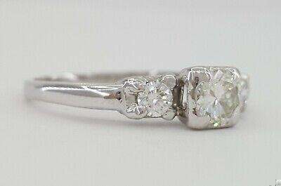 Antique Vintage Plat & 14k Round Transition Cut Diamond Engagement Ring 0.7 ct