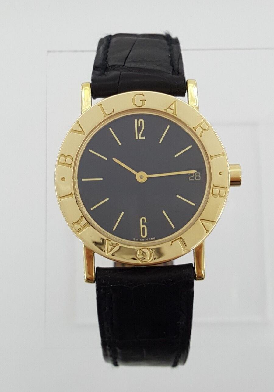 Bulgari Bvlgari 18K Yellow Gold 30mm Quartz Swiss Watch Ref BB 30 GL Leather