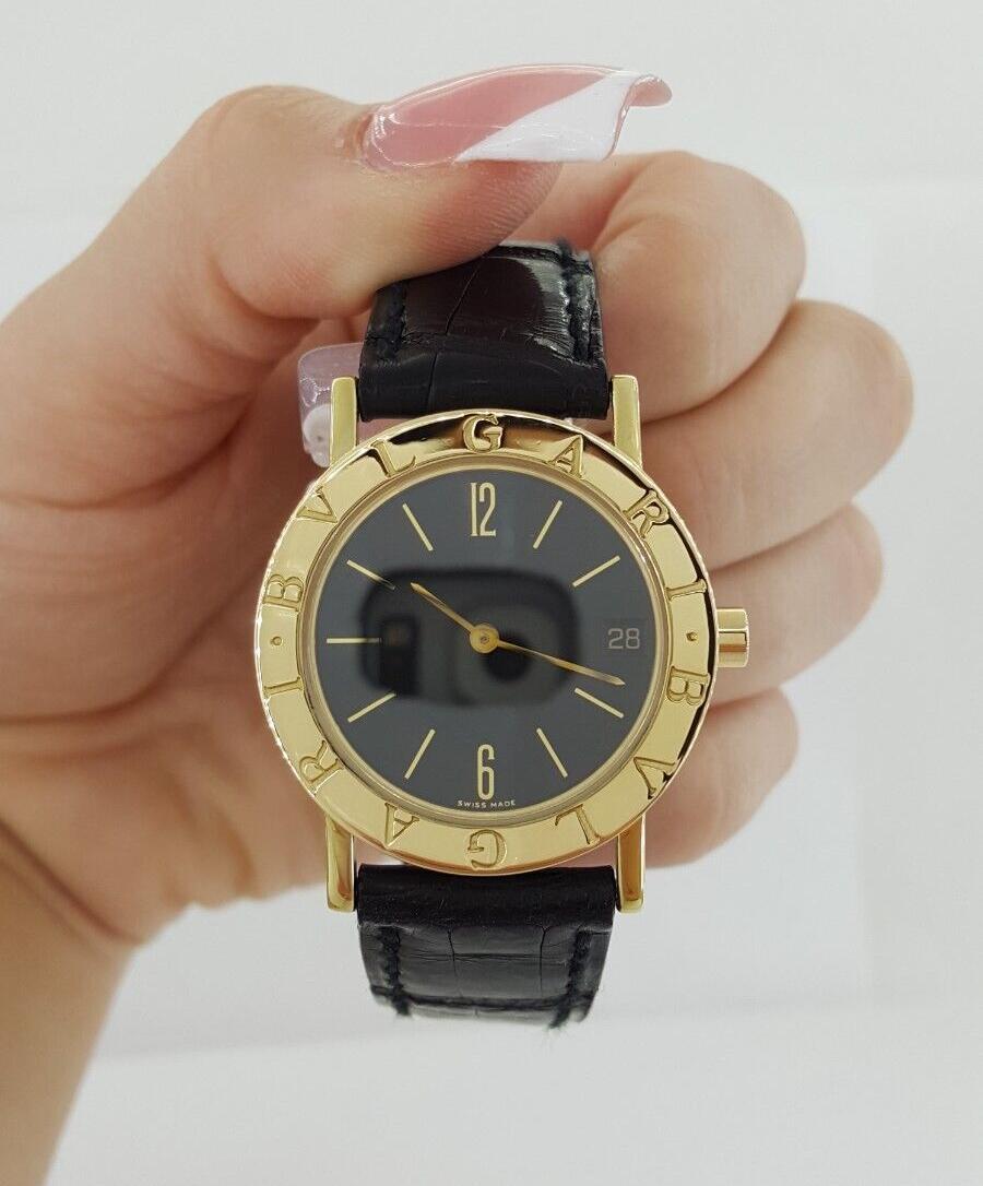 Bulgari Bvlgari 18K Yellow Gold 30mm Quartz Swiss Watch Ref BB 30 GL Leather