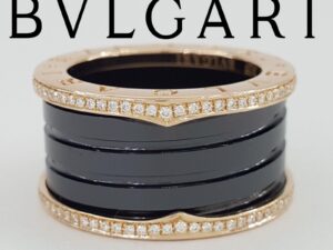 Bvlgari Bulgari B.Zero1 Diamond Black Ceramic 18k Rose Gold Four-Band Ring 6.9K