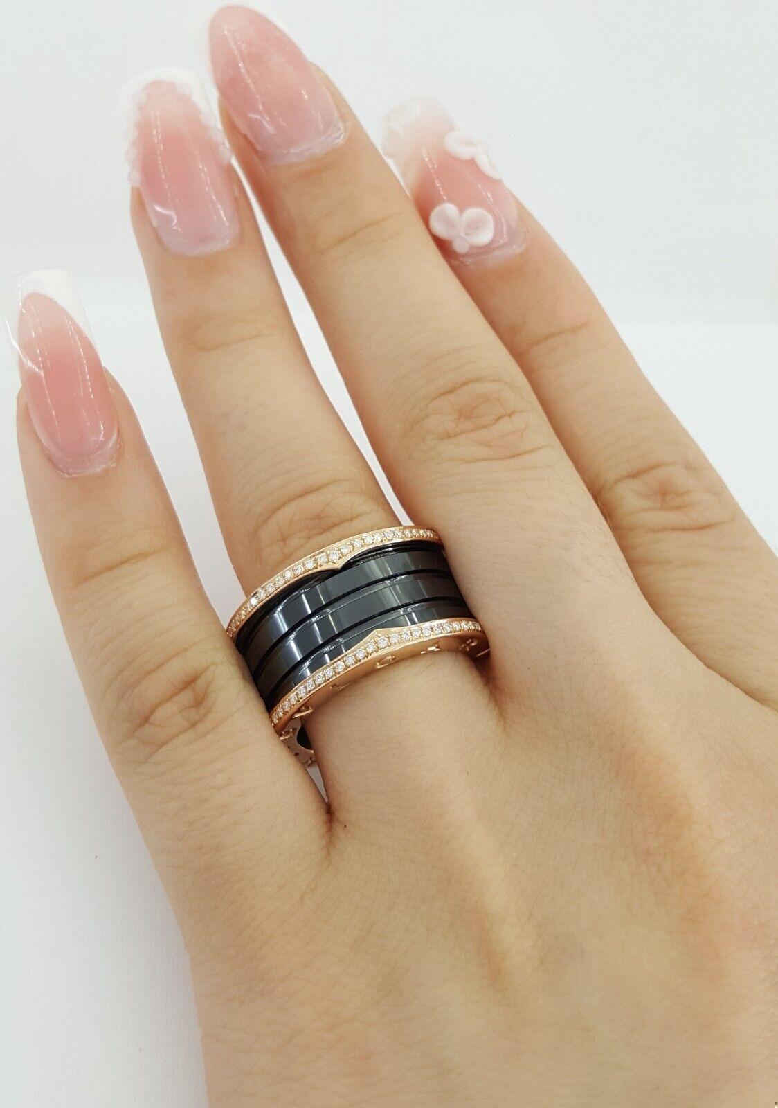 Bvlgari B.Zero1 Diamond Black Ceramic Four Band Ring 18K