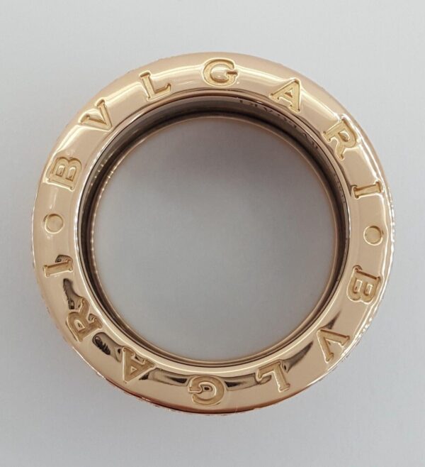 Bvlgari Bulgari B.Zero1 Diamond Black Ceramic 18k Rose Gold Four-Band Ring 6.9K