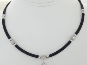 Charriol Diamond Wire Necklace 0.45 ct 18K White Gold & Steel Retail 3,080