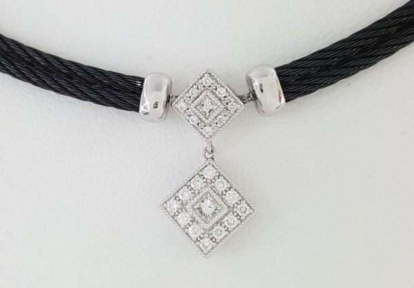 Charriol Diamond Wire Necklace 0.45 ct 18K White Gold & Steel Retail 3,080