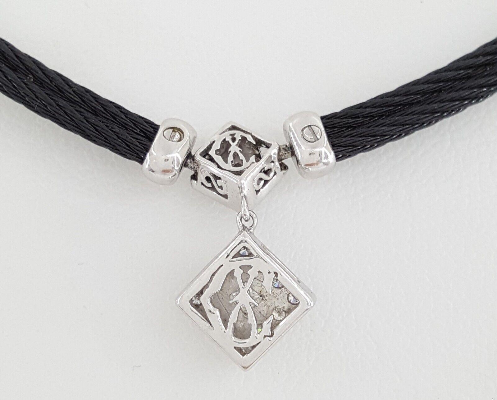 Charriol Diamond Wire Necklace 0.45 ct 18K White Gold & Steel Retail 3,080