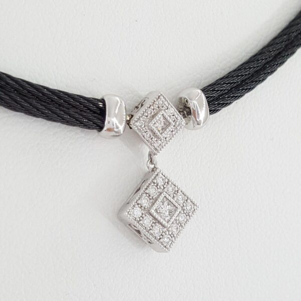 Charriol Diamond Wire Necklace 0.45 ct 18K White Gold & Steel Retail 3,080