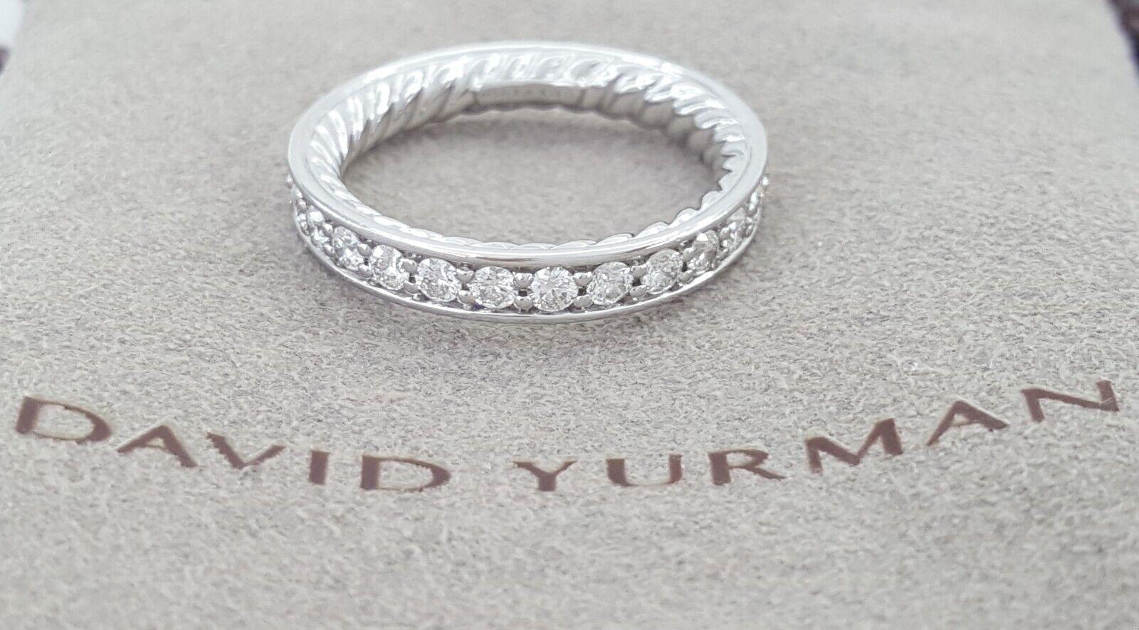 David Yurman Eden Partway Wedding Band Ring Platinum 3.4mm 0.42 ct Retail 4100