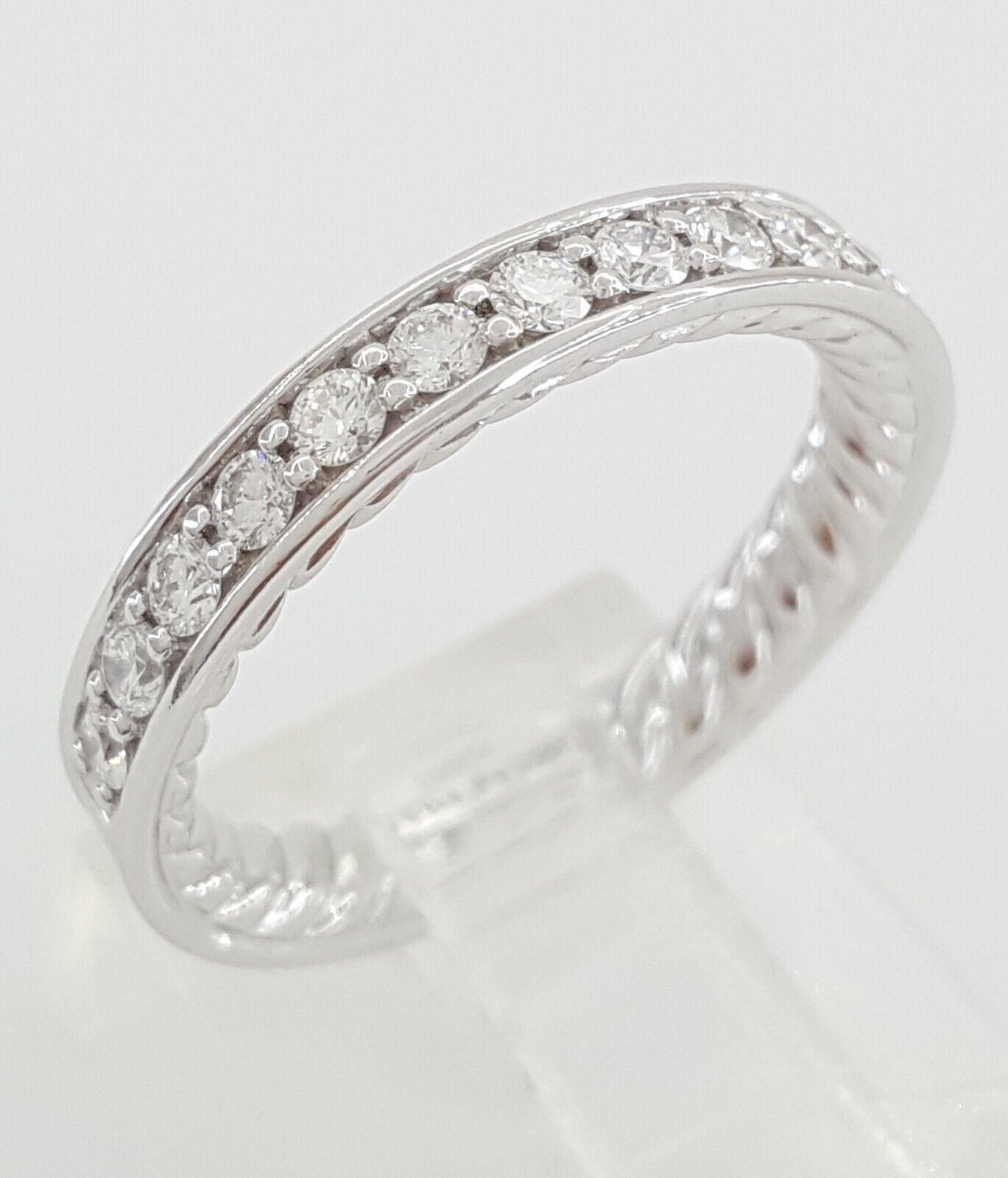 David Yurman Eden Partway Wedding Band Ring Platinum 3.4mm 0.42 ct Retail 4100