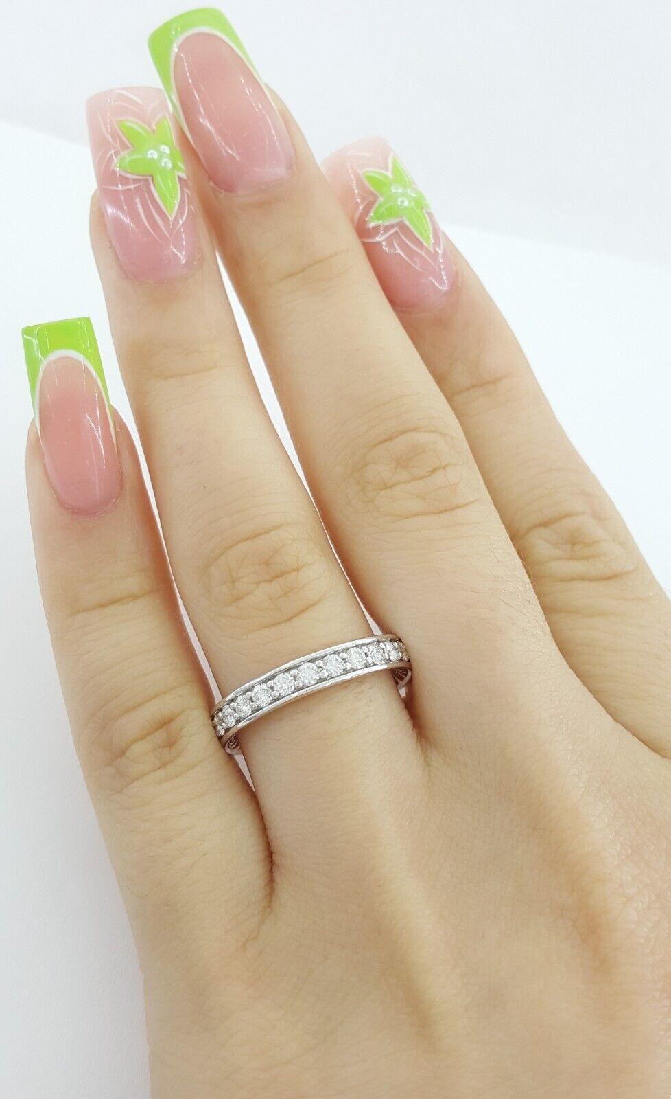 David Yurman Eden Partway Wedding Band Ring Platinum 3.4mm 0.42 ct Retail 4100