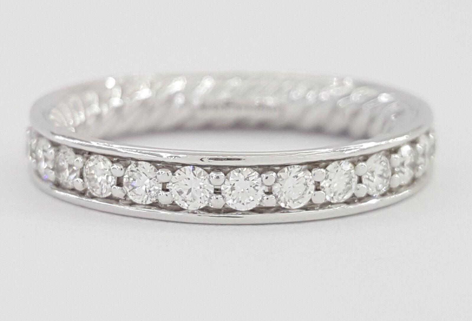 David Yurman Eden Partway Wedding Band Ring Platinum 3.4mm 0.42 ct Retail 4100