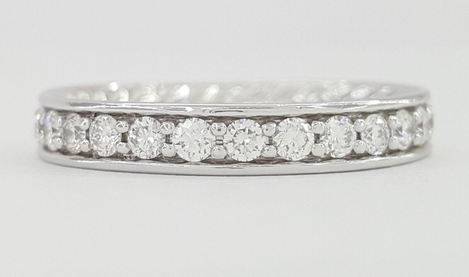 David Yurman Eden Partway Wedding Band Ring Platinum 3.4mm 0.42 ct Retail 4100