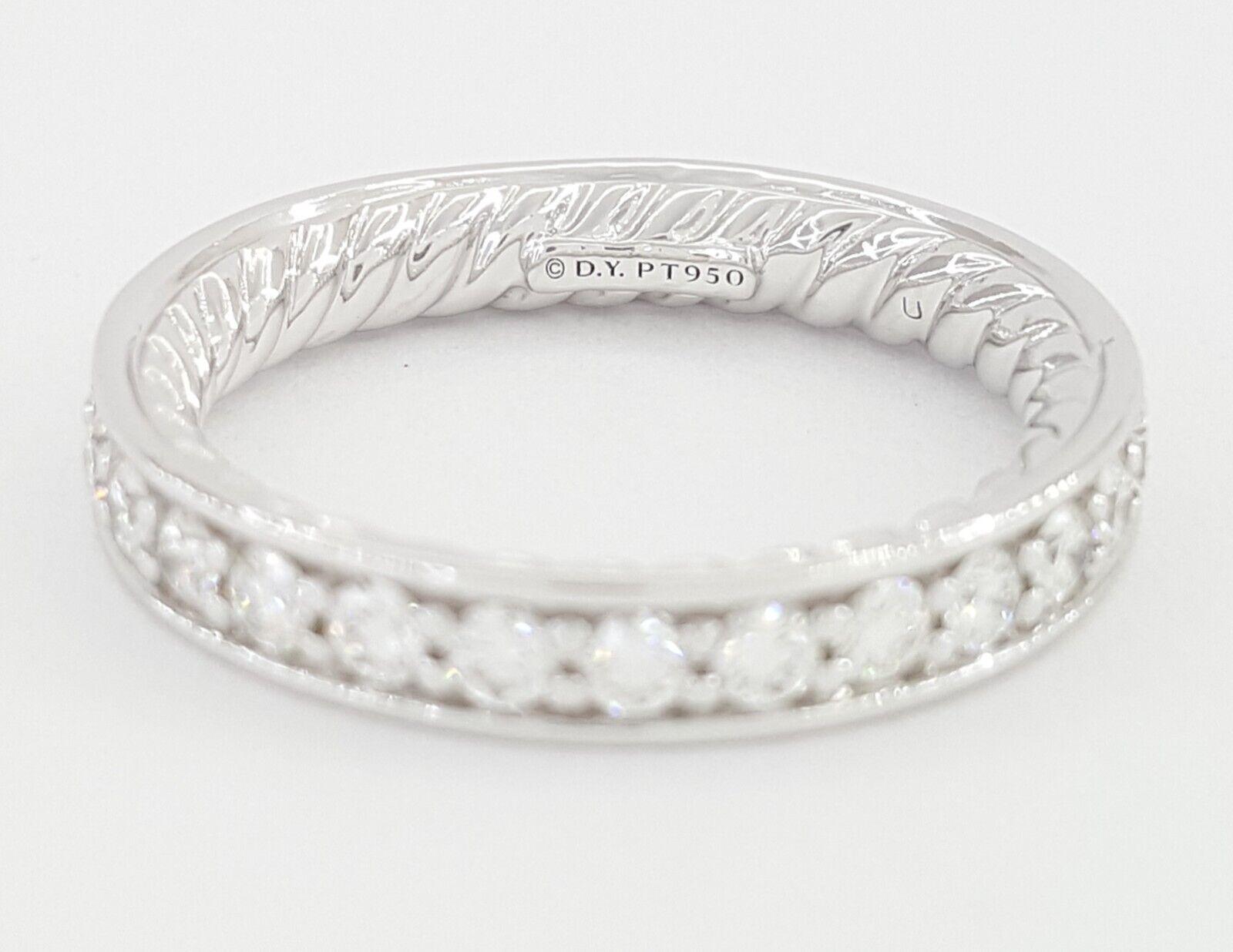 David Yurman Eden Partway Wedding Band Ring Platinum 3.4mm 0.42 ct Retail 4100