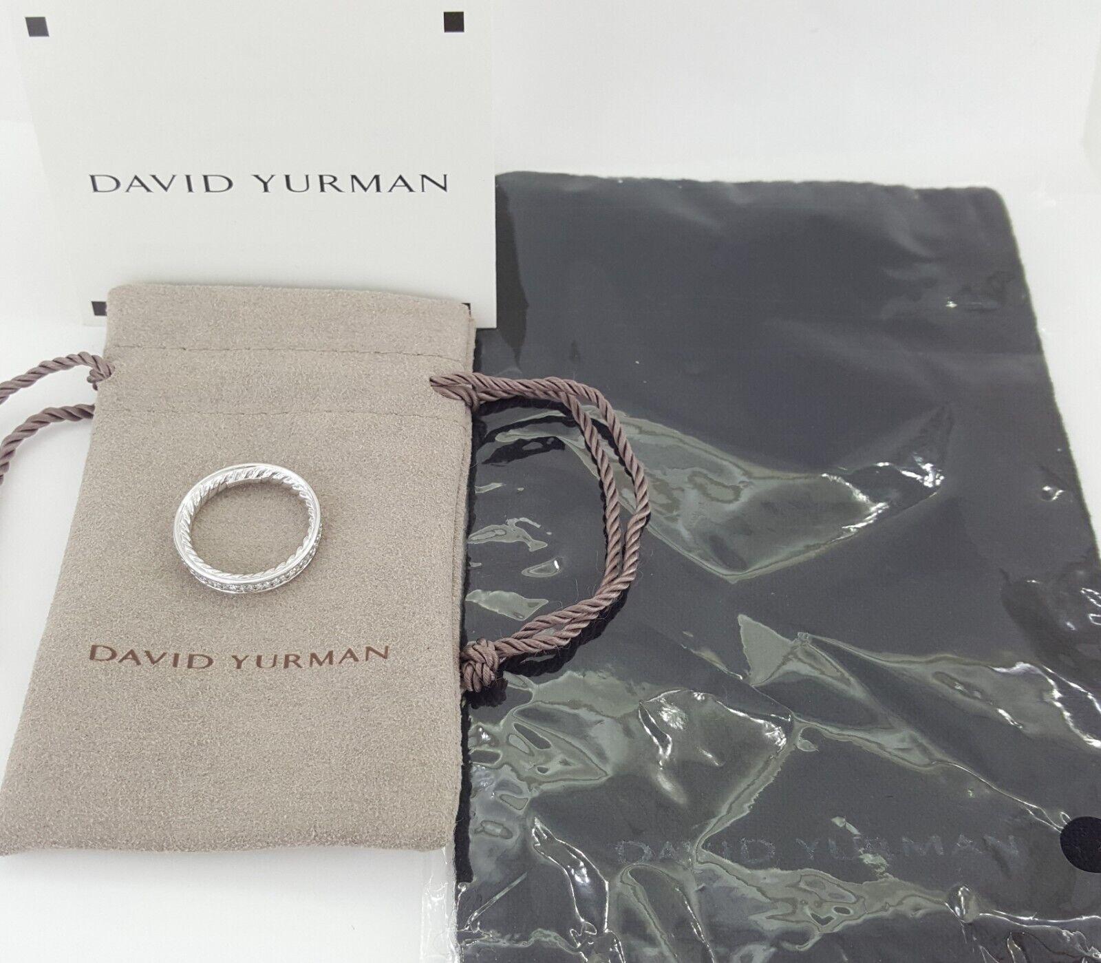 David Yurman Eden Partway Wedding Band Ring Platinum 3.4mm 0.42 ct Retail 4100