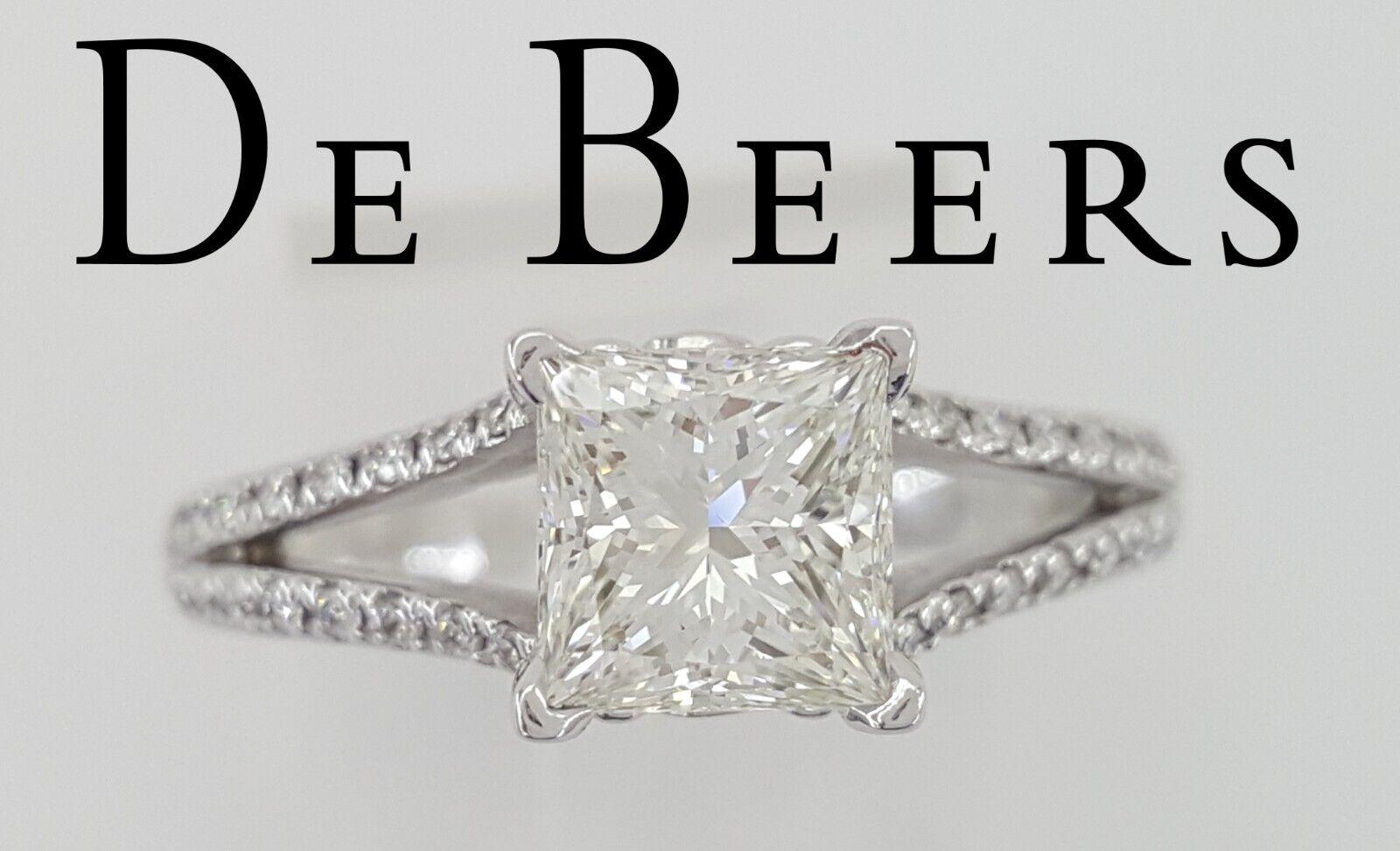 De Beers Forevermark Princess Diamond Split Shank Engagement Ring 1.59 ct 18k