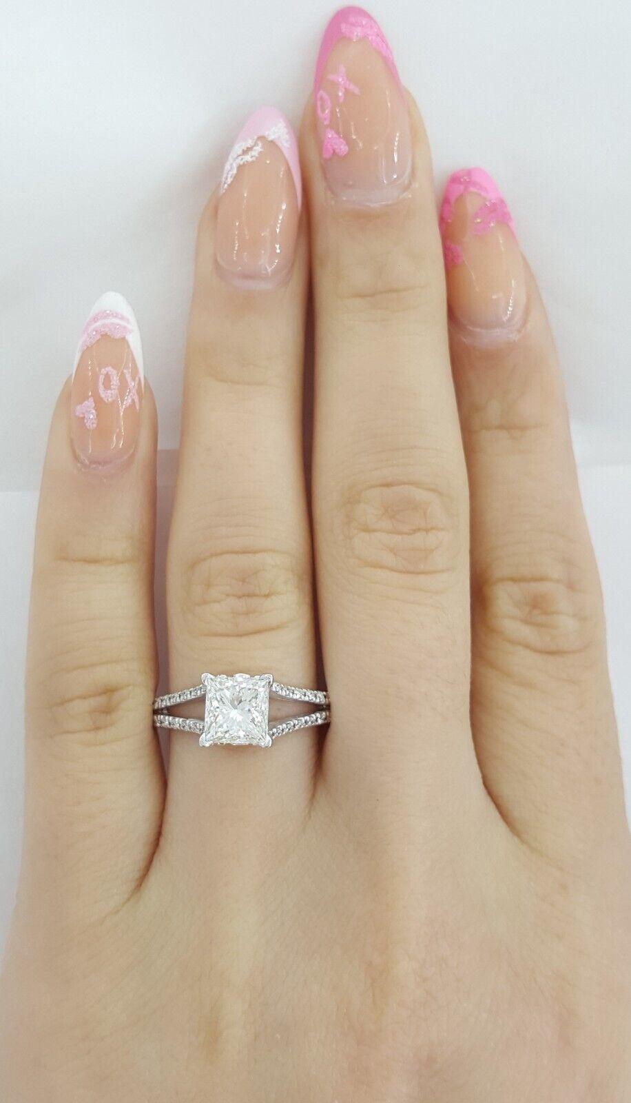 De Beers Forevermark Princess Diamond Split Shank Engagement Ring 1.59 ct 18k