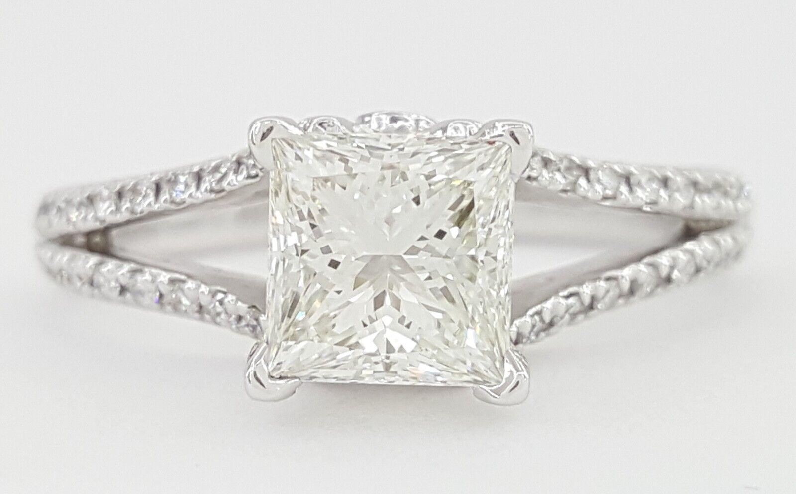 De Beers Forevermark Princess Diamond Split Shank Engagement Ring 1.59 ct 18k