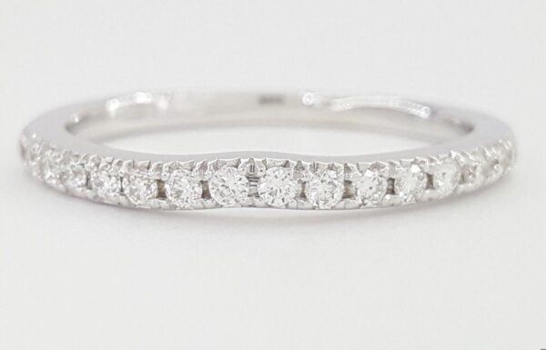 Half Circle Round Diamond Curve Pave Wedding Band 0.25 ct 14k White Gold 2 mm