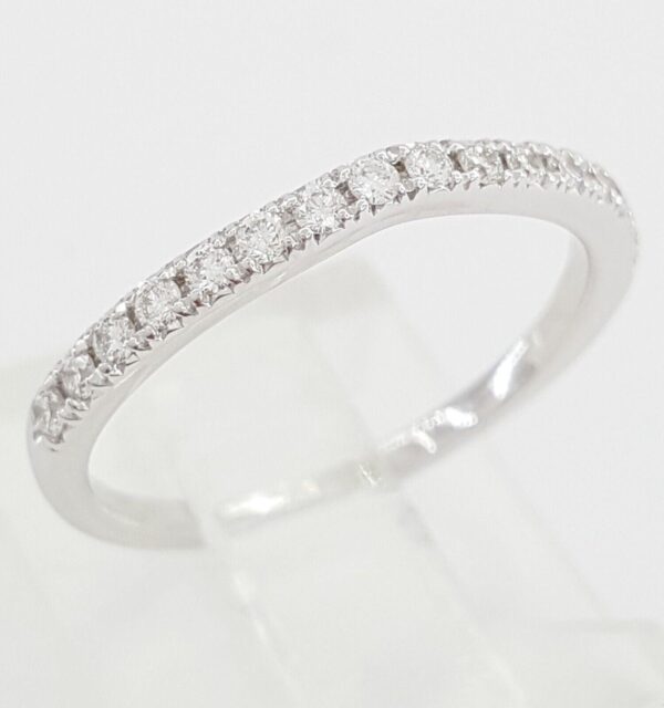 Half Circle Round Diamond Curve Pave Wedding Band 0.25 ct 14k White Gold 2 mm