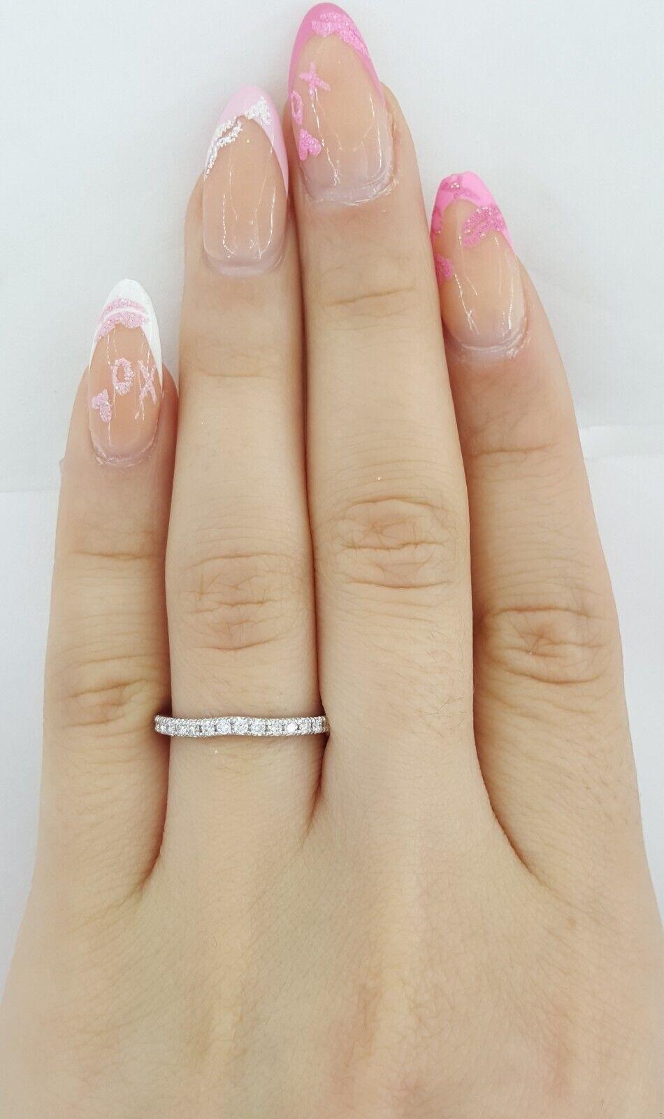 Half Circle Round Diamond Curve Pave Wedding Band 0.25 ct 14k White Gold 2 mm