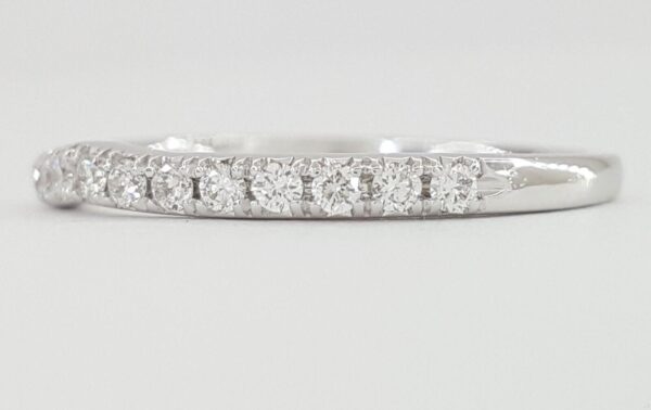 Half Circle Round Diamond Curve Pave Wedding Band 0.25 ct 14k White Gold 2 mm