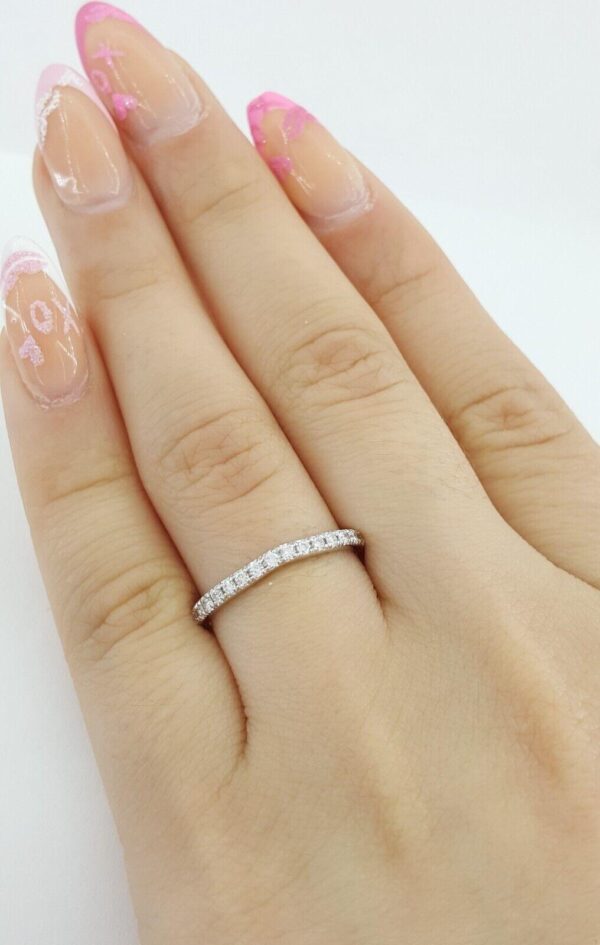 Half Circle Round Diamond Curve Pave Wedding Band 0.25 ct 14k White Gold 2 mm