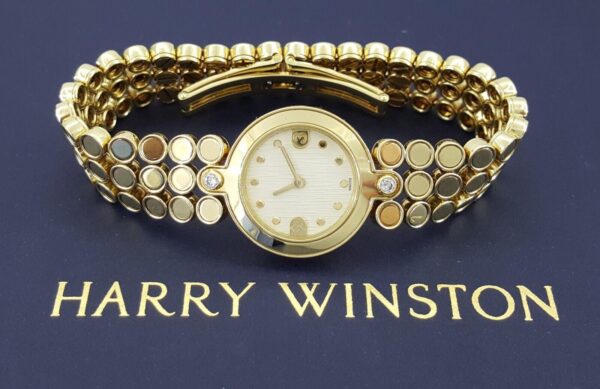 Harry Winston Premier Ladies 18k Yellow Gold Diamond Quartz Watch 22.6mm 66 Gr
