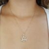 LA Diamond Pendant Necklace 0.7 ct 14k Yellow Gold 16-18"