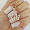 LA Diamond Pendant Necklace 0.7 ct 14k Yellow Gold 16-18"