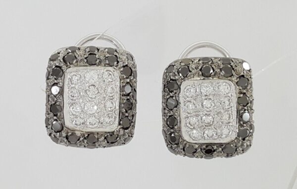 Monte Carlo Black & White Round Diamond Pave Earrings 2.5 ct 18k White Gold