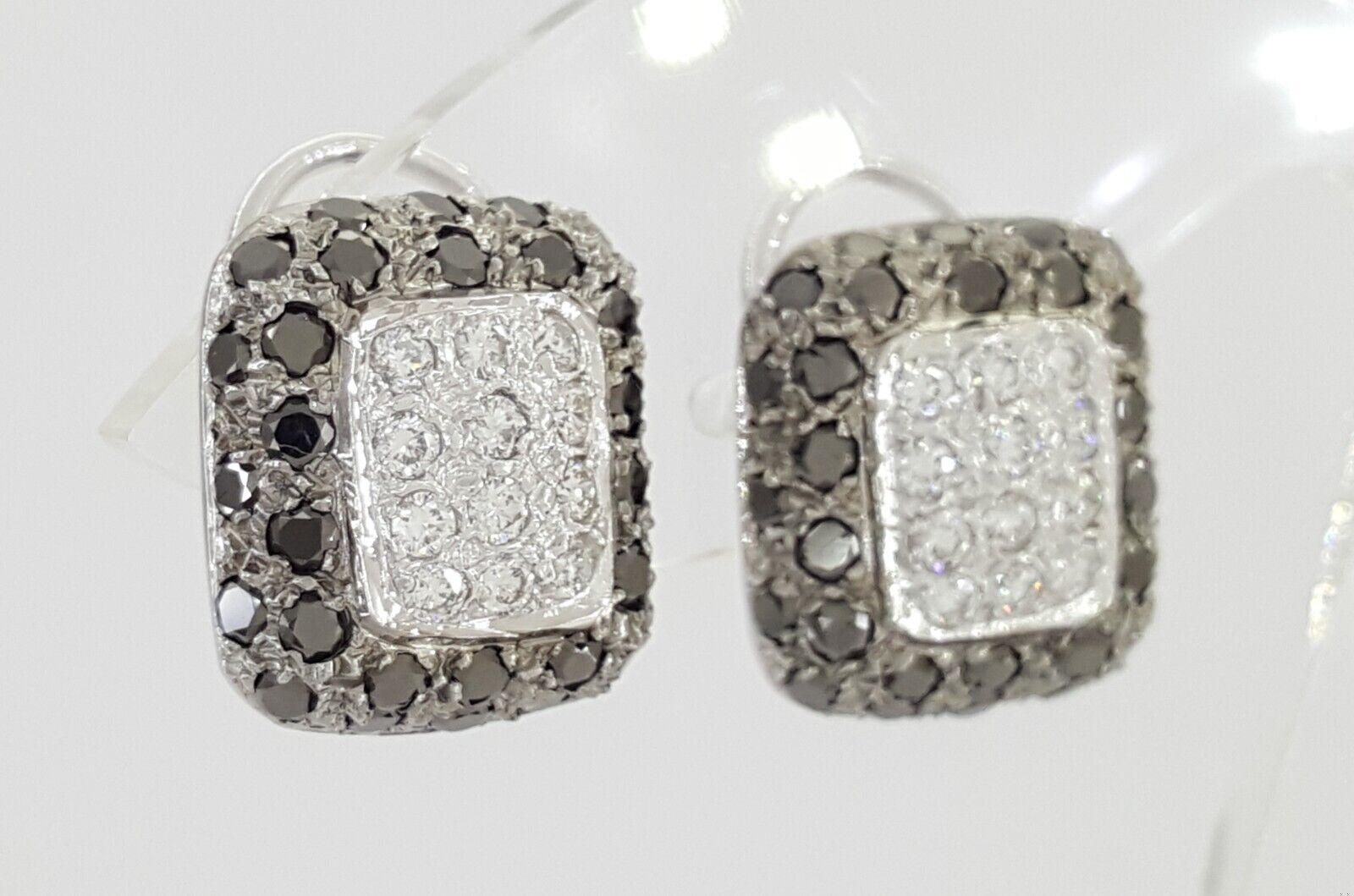 Monte Carlo Black & White Round Diamond Pave Earrings 2.5 ct 18k White Gold